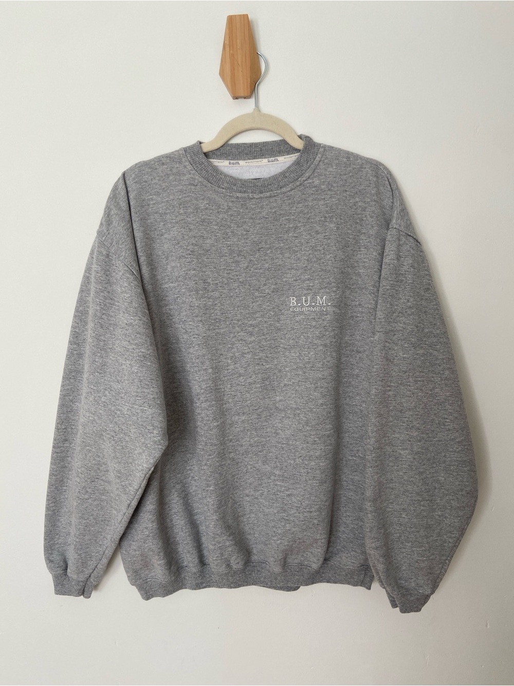 Vintage 90s BUM Equipment Crewneck Sweatshirt Made in Canada Grey size Medium